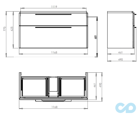креслення Комплект меблів Kolo Traffic 8943900S c led підсвічуванням