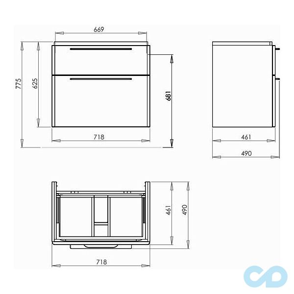 креслення Комплект меблів Kolo Traffic 8943600S c led підсвічуванням
