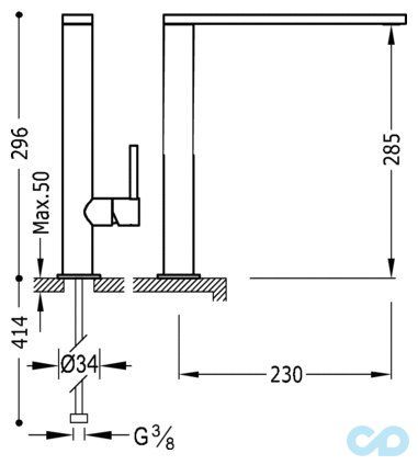 чертеж Смеситель для раковины Tres Max 06290501