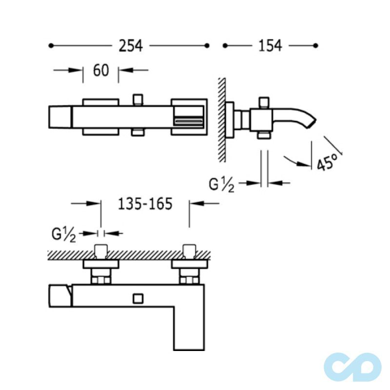 розмір змішувач для ванни tres cuadro 10717002