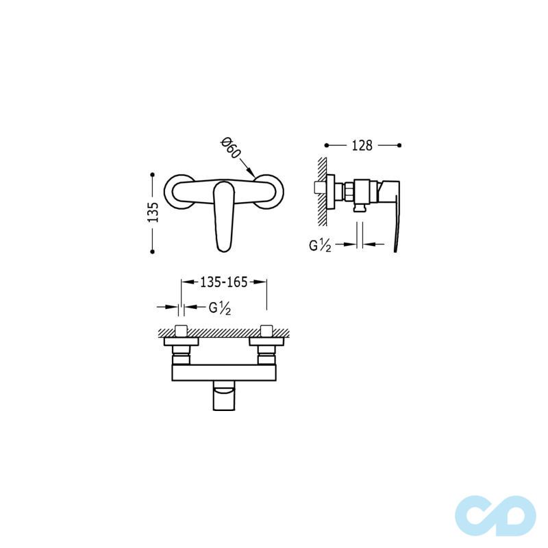 розмір змішувач для душа tres flat 20416701