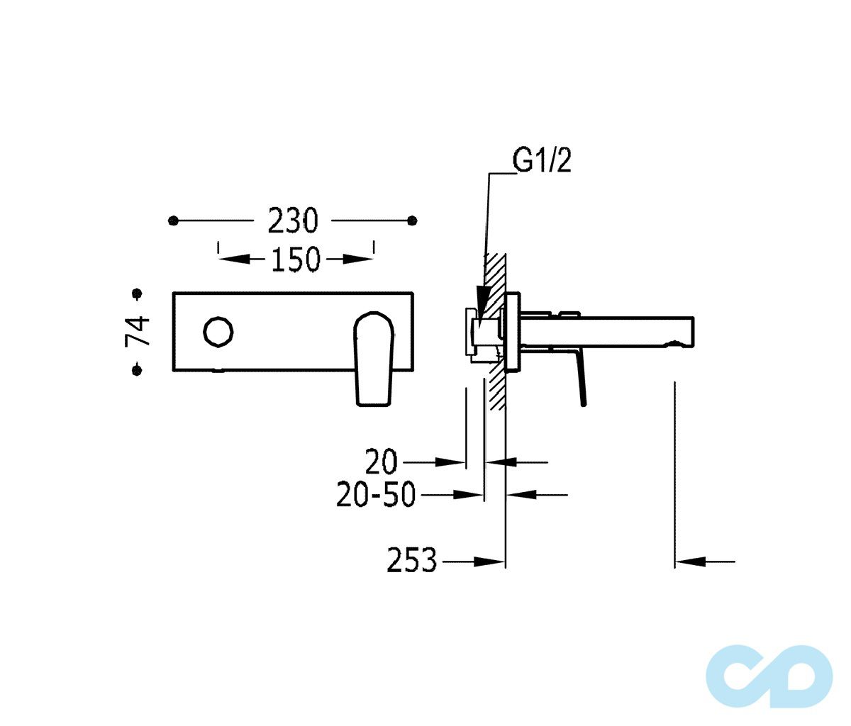 креслення Змішувач для раковини Tres Project 21120203