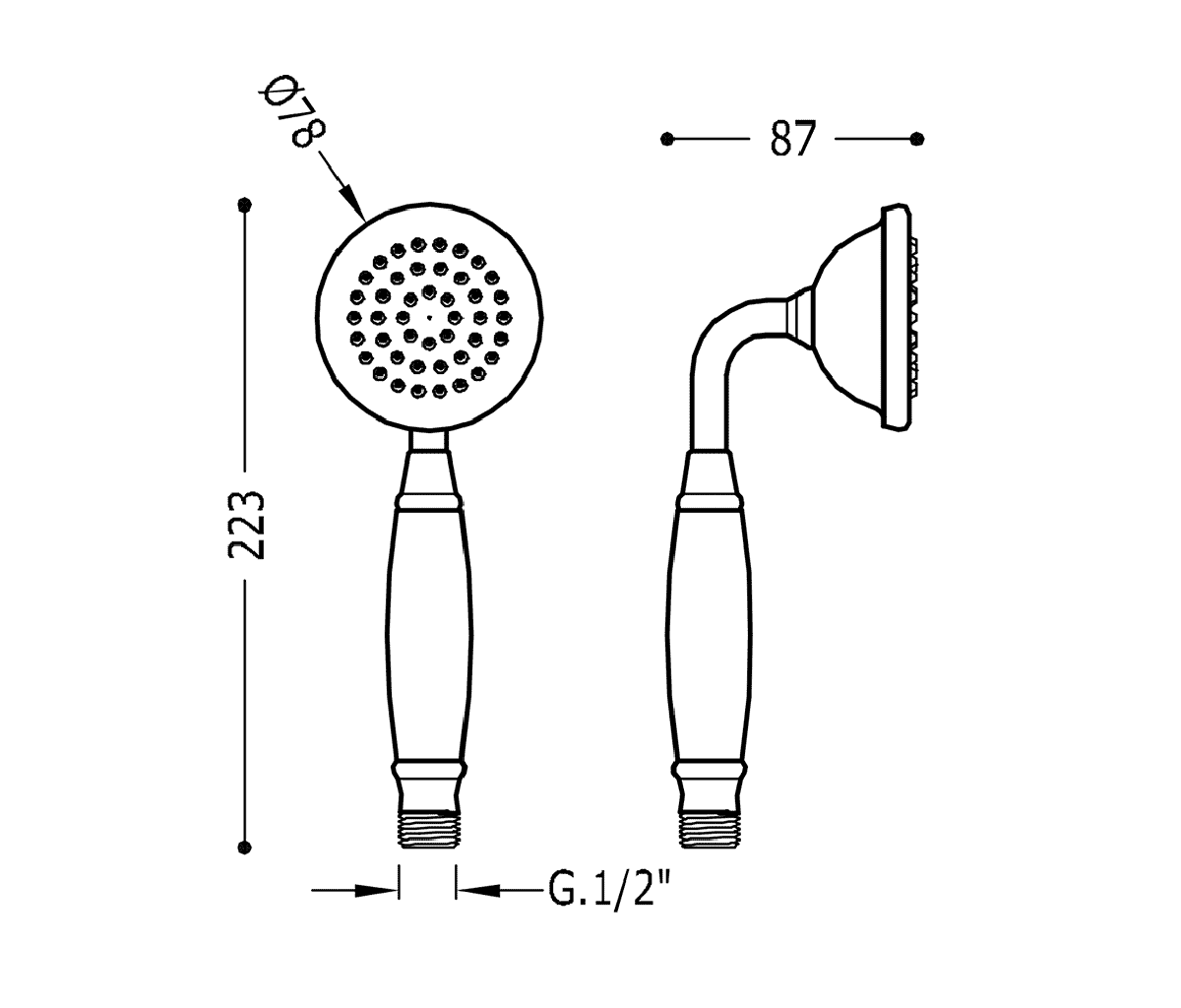 креслення Ручний душ Tres Monoclasic 29963109LV