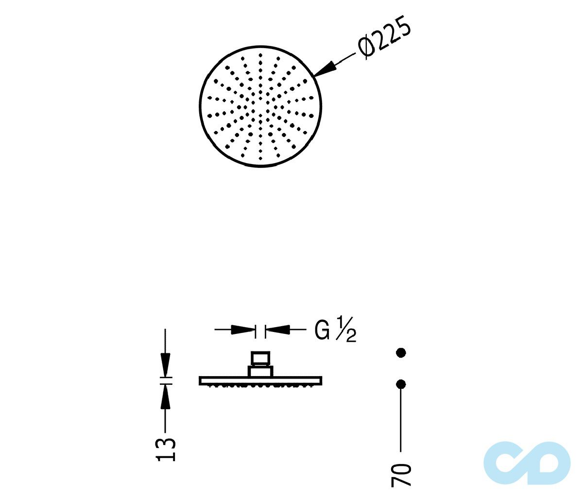 чертеж Верхний душ Tres Lex 29963201