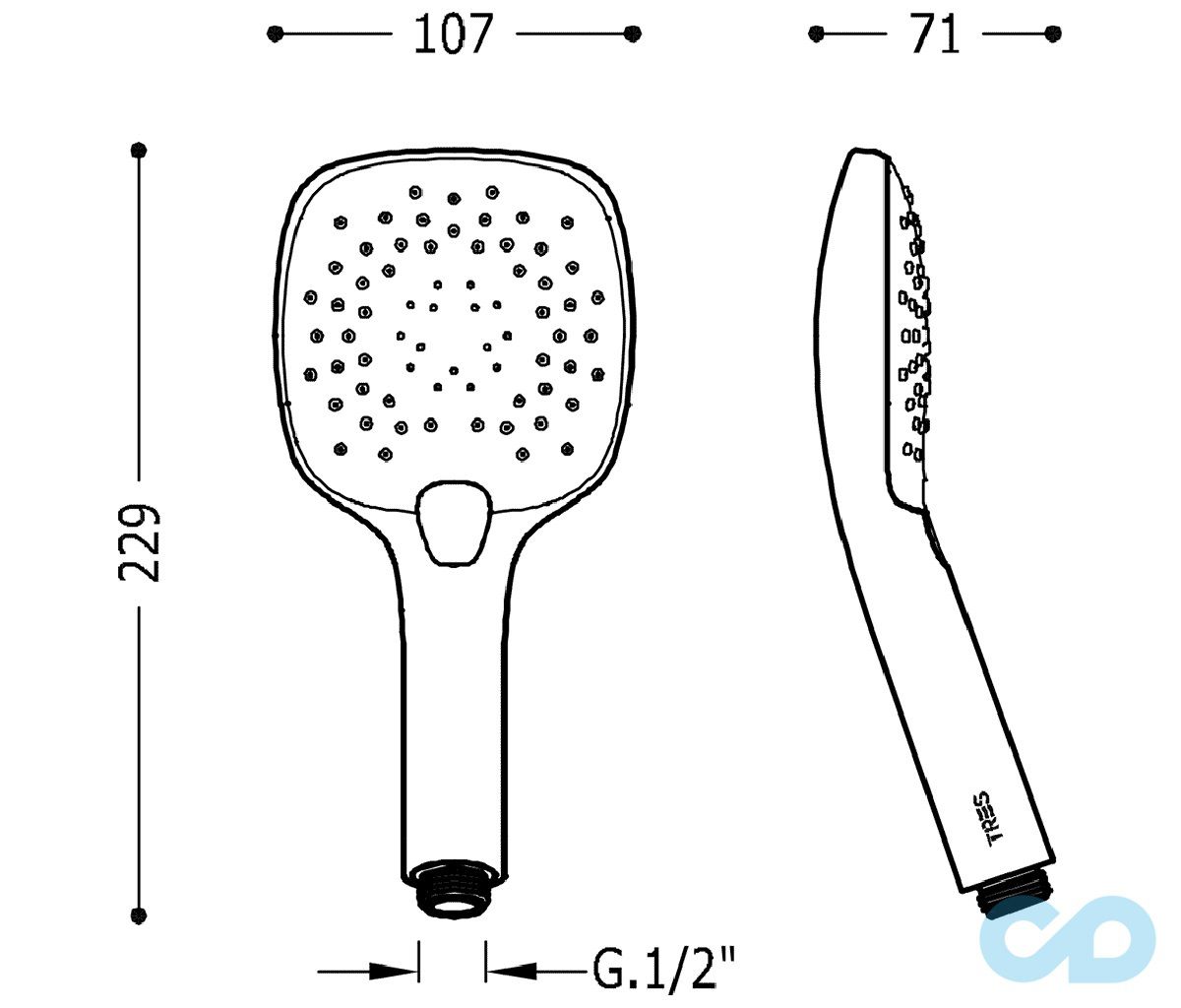креслення Ручний душ Tres 29974906