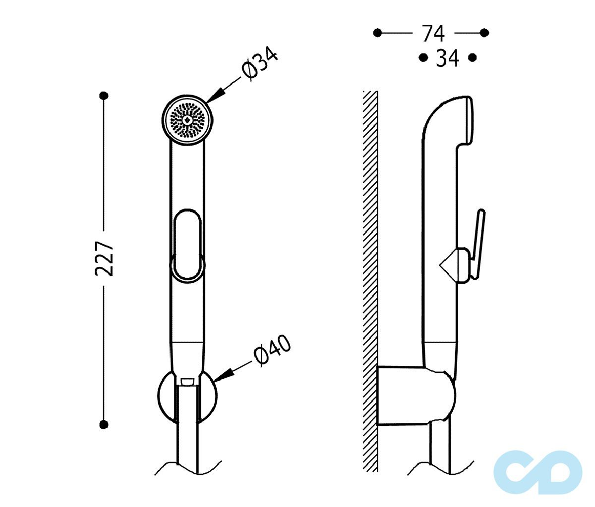 креслення Душовий гарнітур для біде Tres 29995001