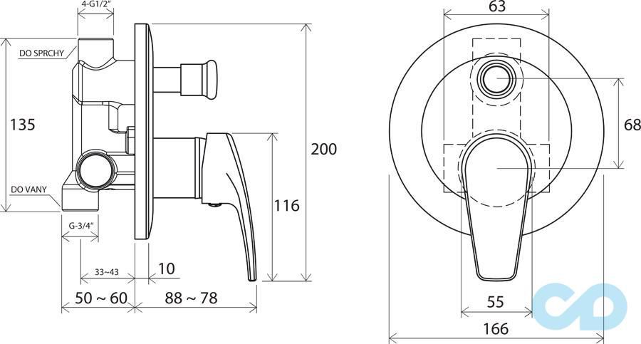креслення Змішувач для ванни Ravak Neo NO 061.00 X070020