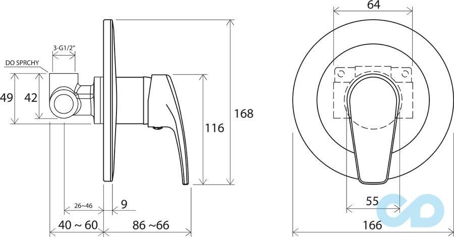 креслення Змішувач для душа Ravak Neo NO 062.00 X070021