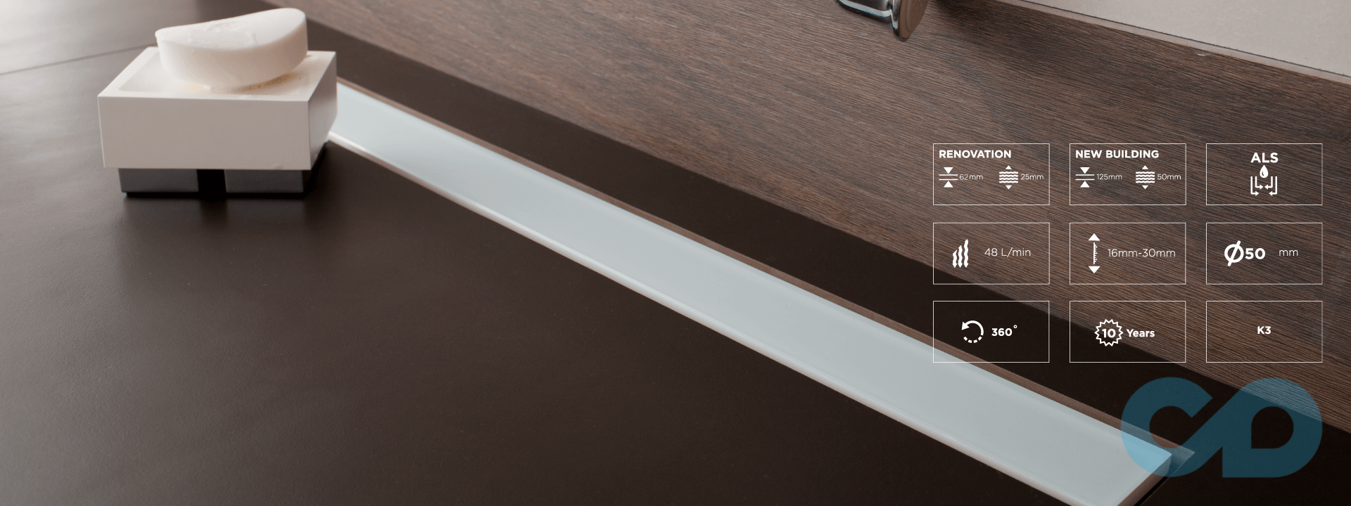 купити дренажний канал Pestan Confluo Premium Line 850 мм 13100087