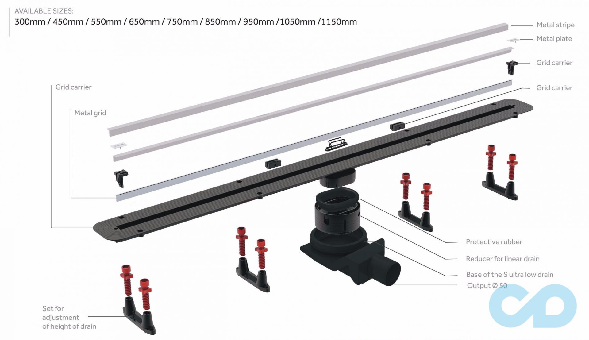 ціна дренажний канал Pestan Confluo Premium Slim Line 450 мм 13100031