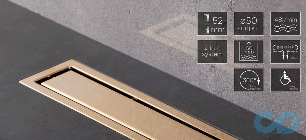 фото дренажний канал Pestan Confluo Premium Gold Line 450 мм 13100051