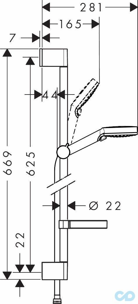 Набор смесителей для душа Hansgrohe Novus 20180005 техническая схема 2