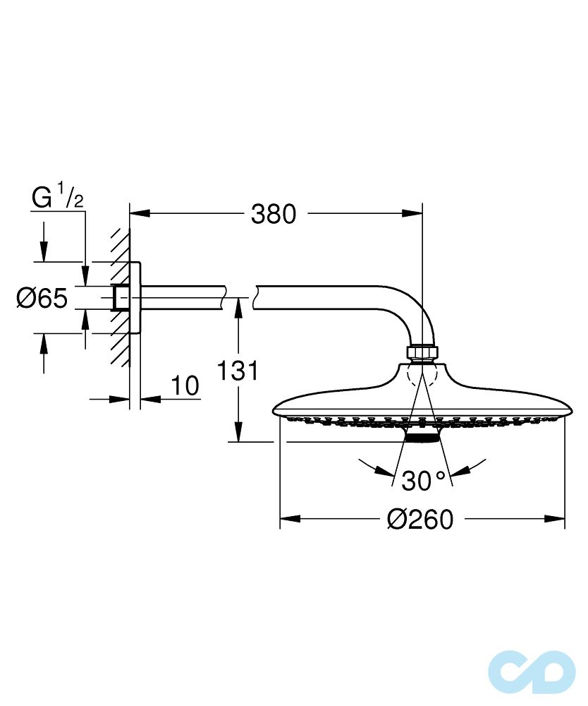 креслення Душова система Grohe SmartControl з душовим гарнітуром 2911900S