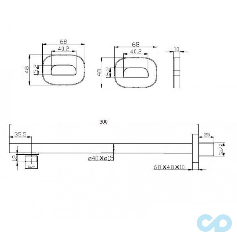 креслення Душовой кронштейн Imprese SH01-300B
