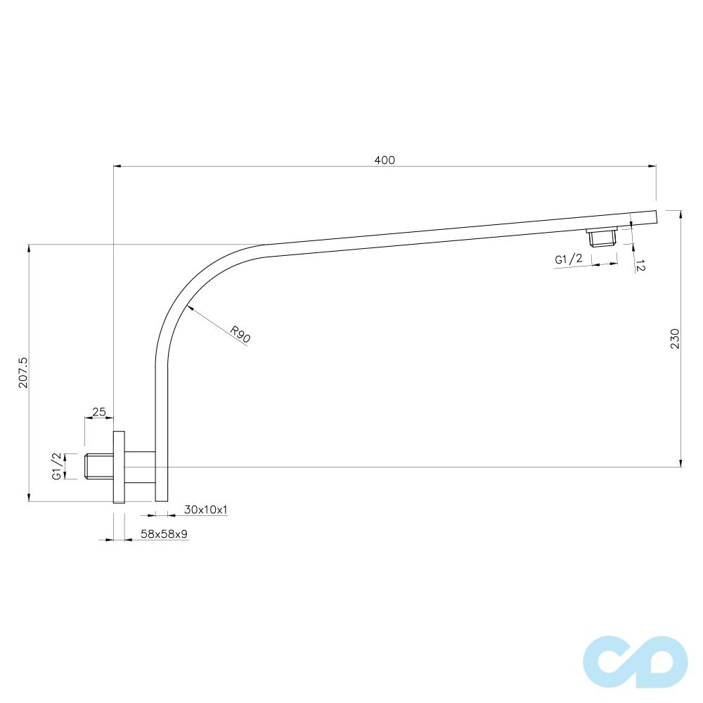 креслення Душовий кронштейн Imprese 400 мм SH01-3010400B