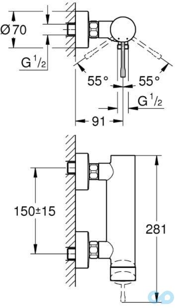 креслення Змішувач для душа Grohe Essence 33636GL1