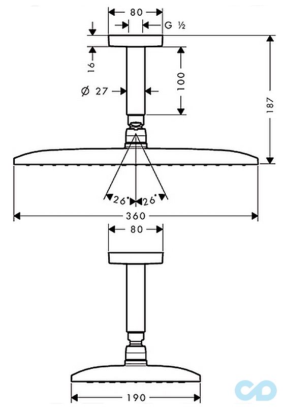 креслення Душова система Grohe Essence з душовим гарнітуром 2405801S