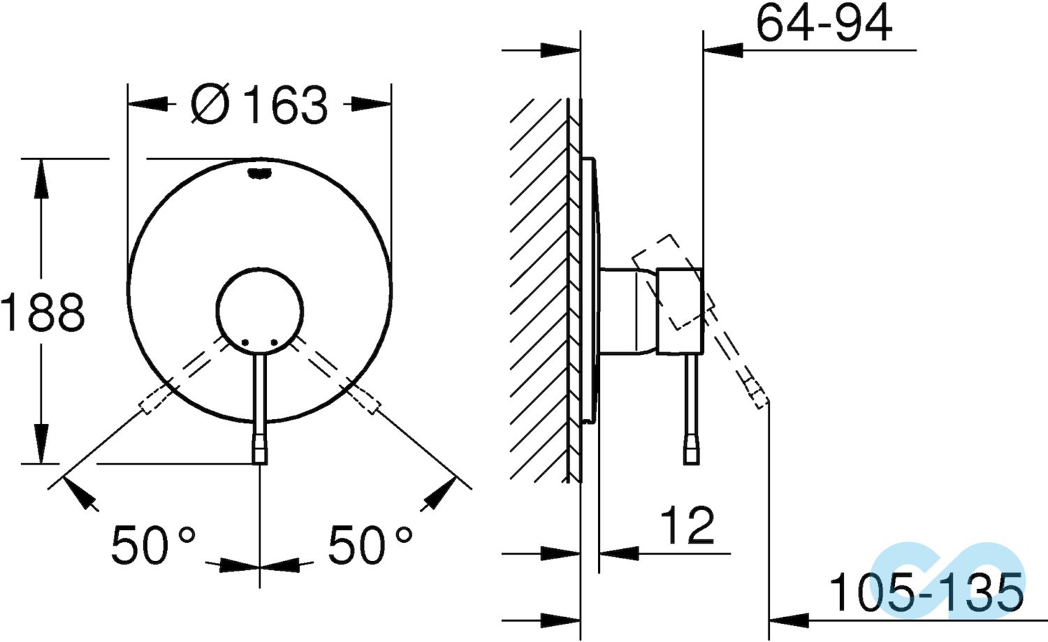 креслення Змішувач для душа Grohe Essence New 19286A01