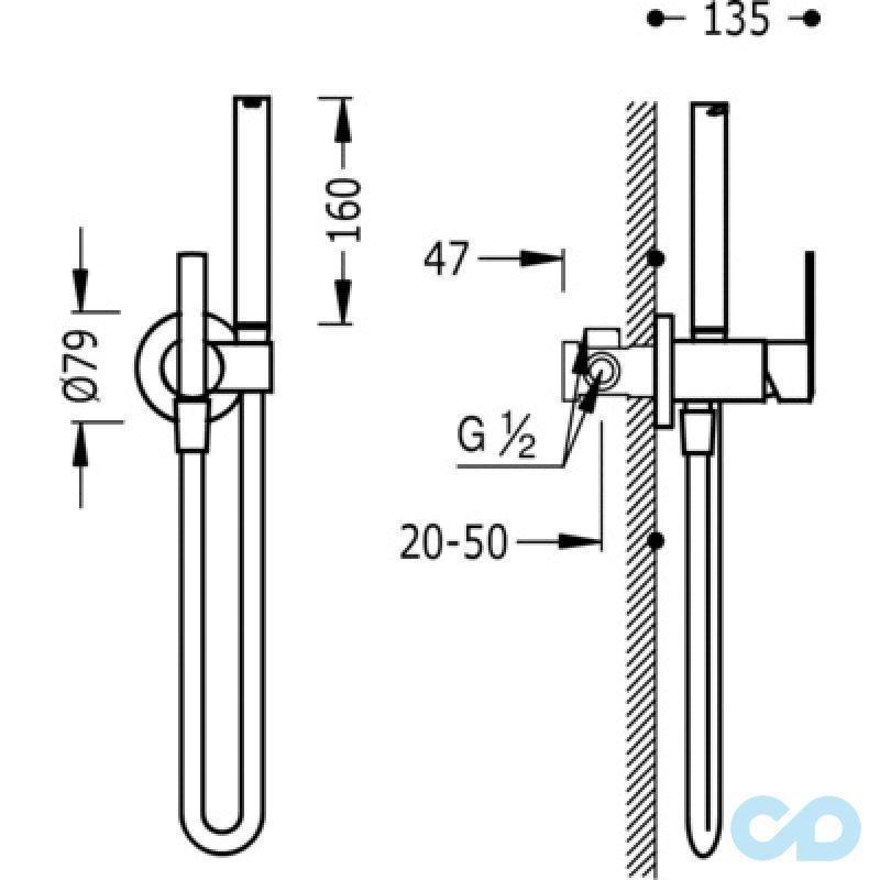 креслення Гігієнічний душ Lex Tres 181223