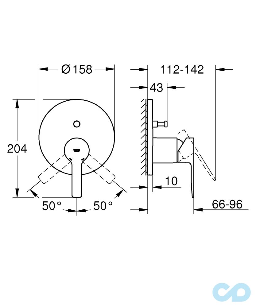 технічна схема Душова система Grohe Lineare 2406402S