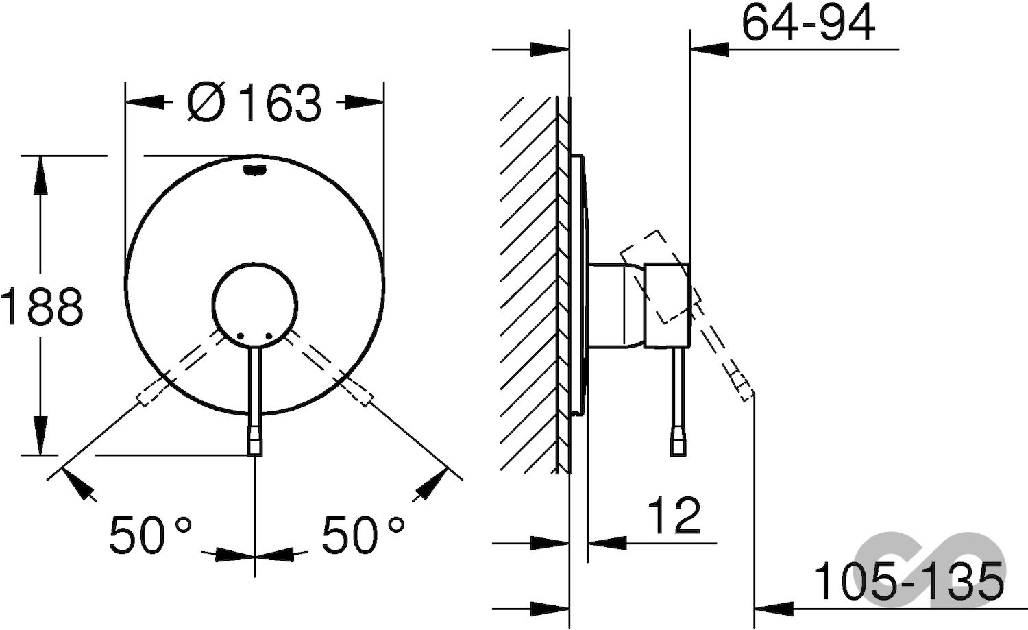 креслення Змішувач для душа Grohe Essence New 19286EN1