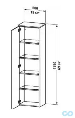 креслення Шафа навісний Duravit XSquare XS1313 L/R високий