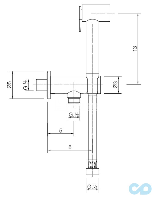 креслення Набір гігієнічного душа Huber Shattaf Less Minimal LMBK002021