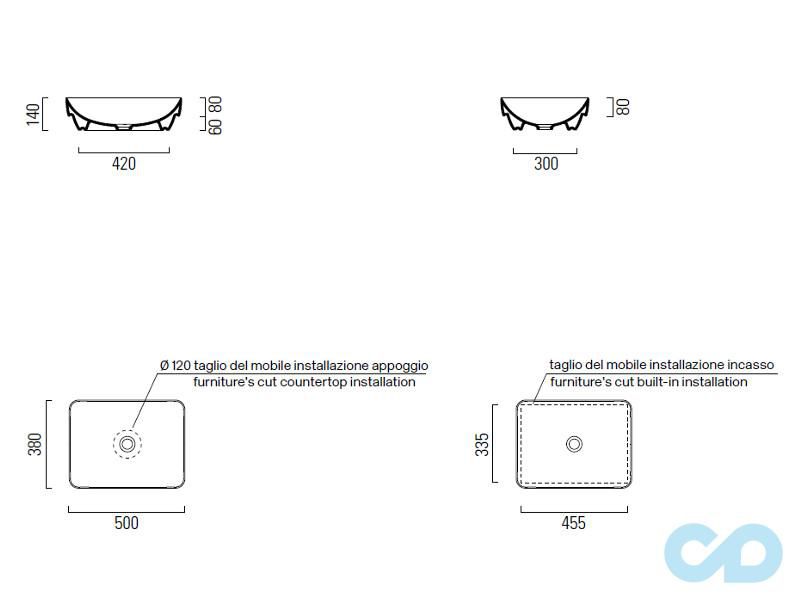 креслення Накладна раковина GSI Pura 884711