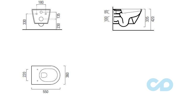 креслення Унітаз підвісний GSI Sand 901511 з кришкою soft-close