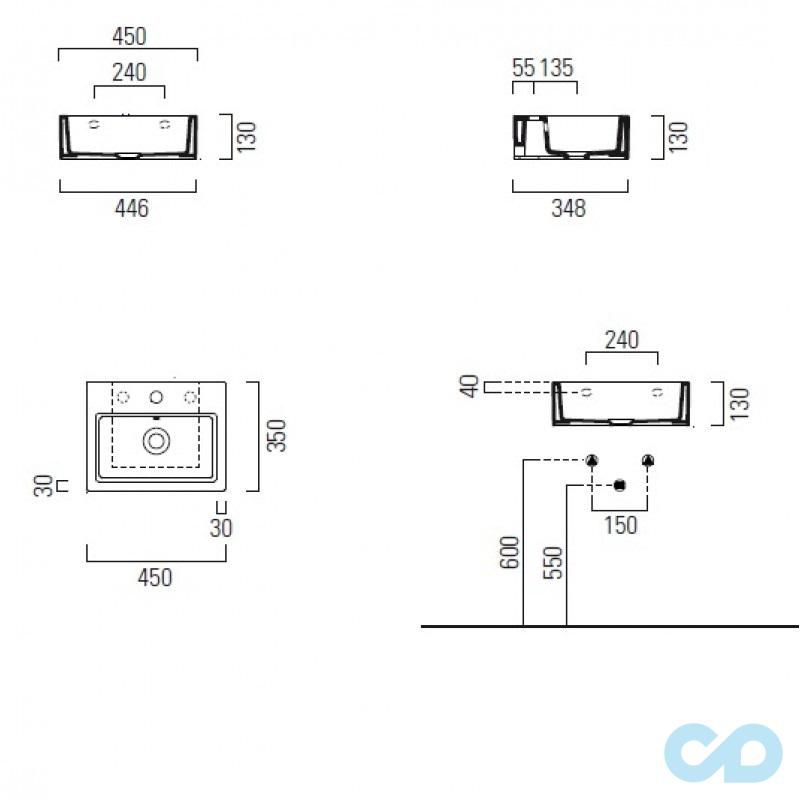 креслення Раковина накладна GSI Kube 8985011