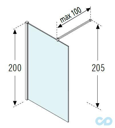 креслення Душова стінка Novellini Kuadra H Stripes KUADH160-82H 160 см