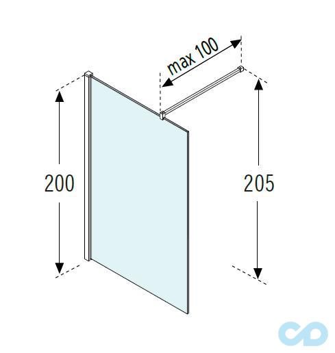 технічна схема Душова стінка Novellini Kuadra H Squares KUADH100-81H 100 см