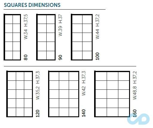 технічна схема Душова стінка Novellini Kuadra H Squares KUADH120-81H 120 см
