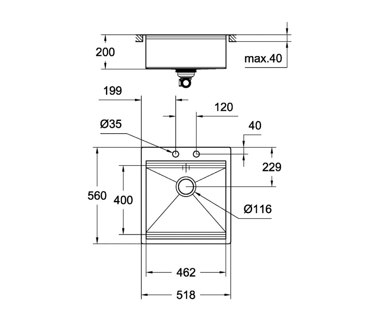 креслення Кухонна мийка Grohe K800 31583SD0