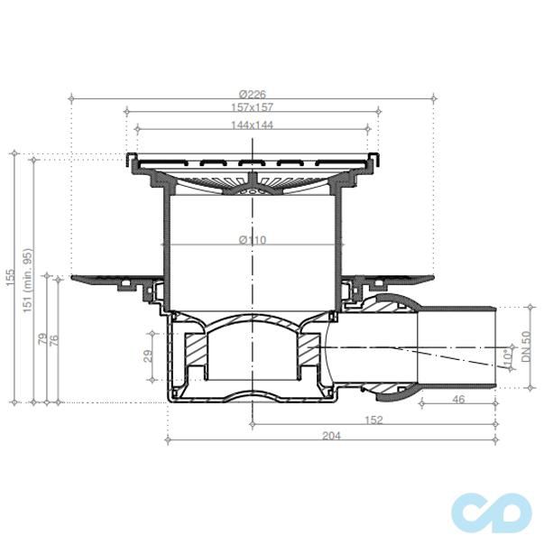 креслення Душовий трап Pestan Confluo Smart Drains 13000070