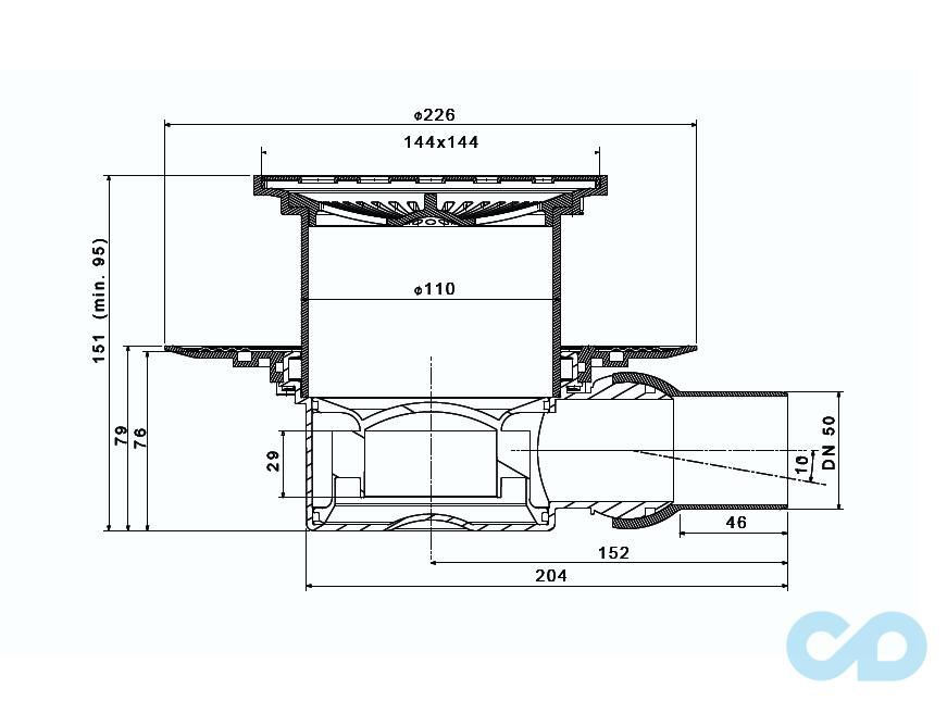 креслення Душовий трап Pestan Confluo Smart Drains 13000085