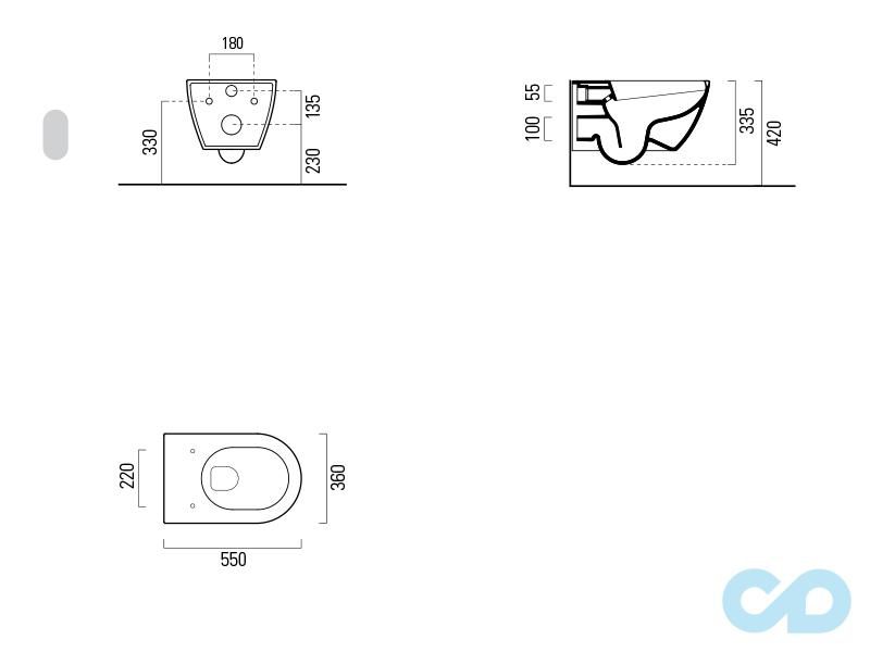 чертеж Инсталляция Geberit Duofix 111.300.00.5 с унитазом GSI Color Elements 881526 soft-close