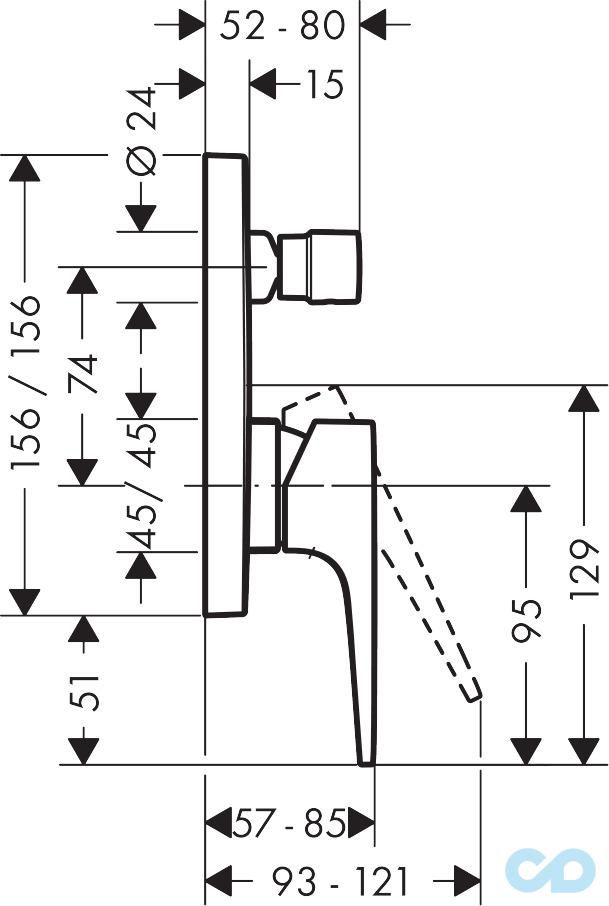 Душова система прихованого монтажу Hansgrohe Metropol Raindance 2385400S технічна схема 4