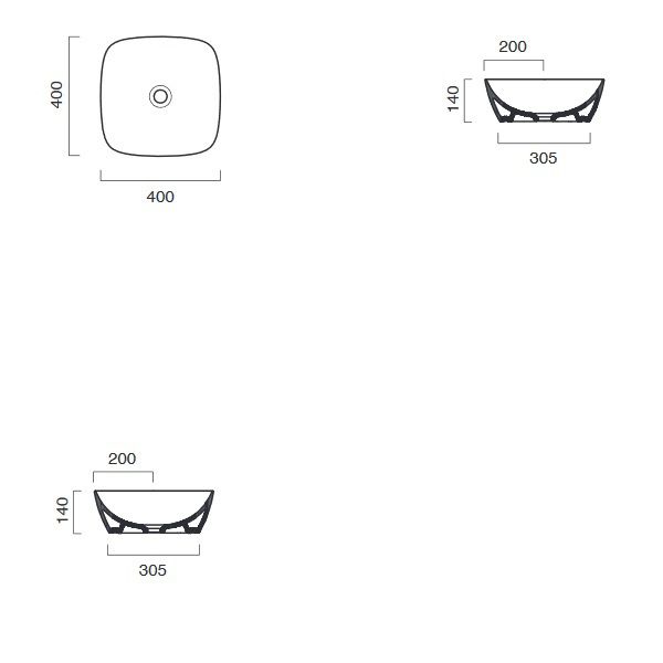 креслення Раковина накладна Catalano Green Lux 140APGRLX00