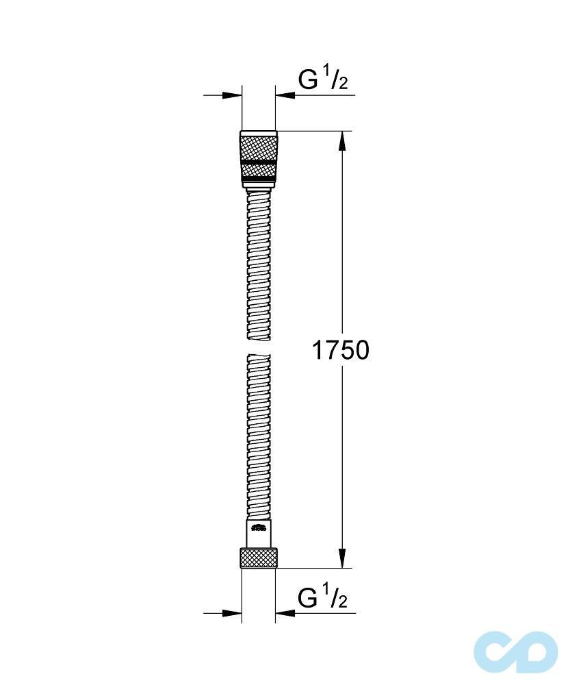 креслення Душовий шланг Grohe Rotaflex Metal Longlife 28025000