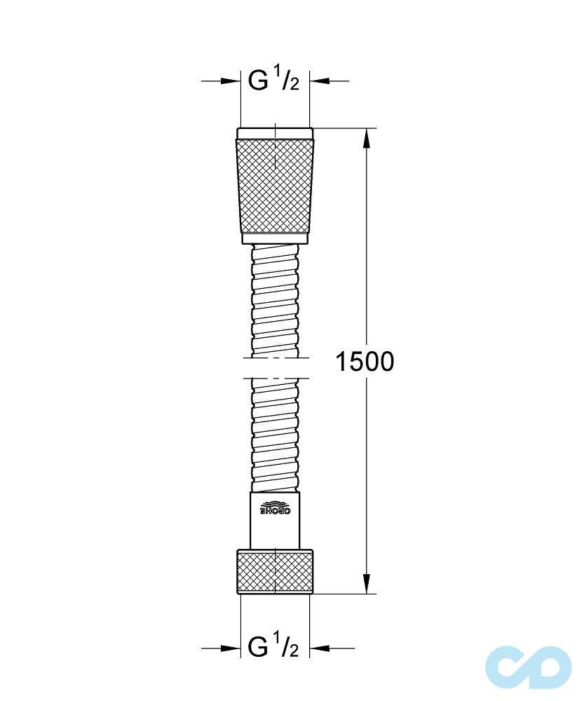 креслення Душовий шланг Grohe Relexaflex Metal Longlife 1.5 м 28143000