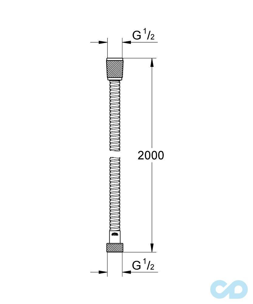 креслення Душовий шланг Grohe Relexaflex Metal Longlife 2 м 28145000