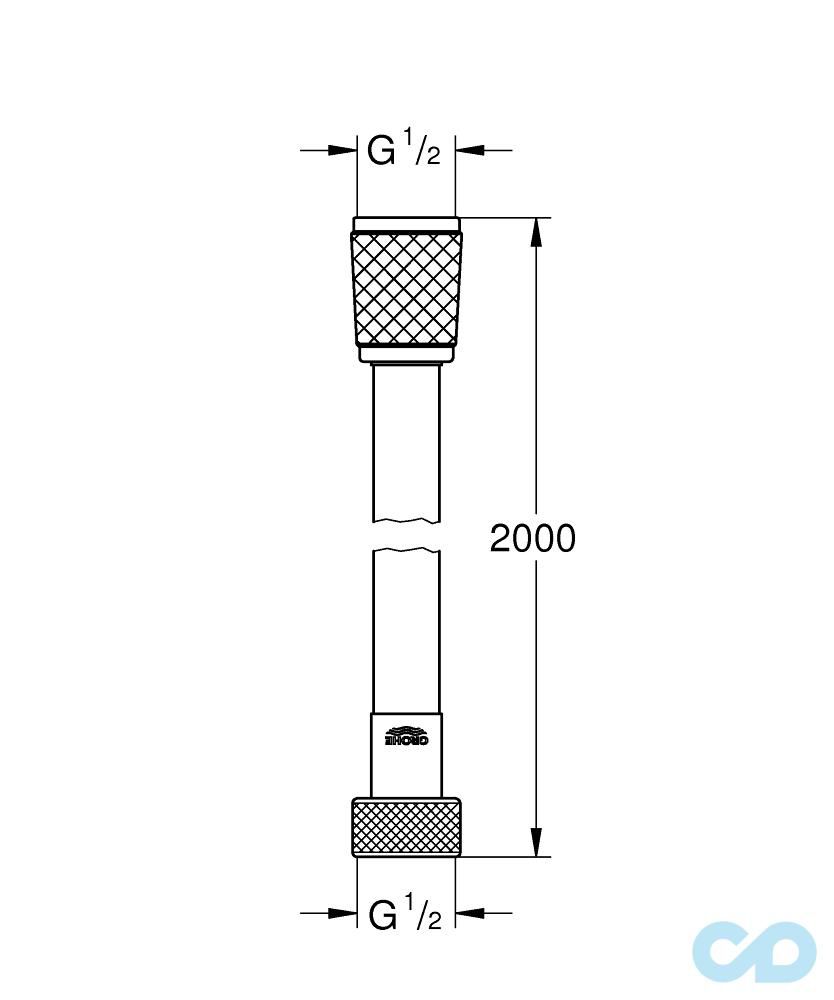 креслення Душовий шланг Grohe Relexaflex 2 м 28155001