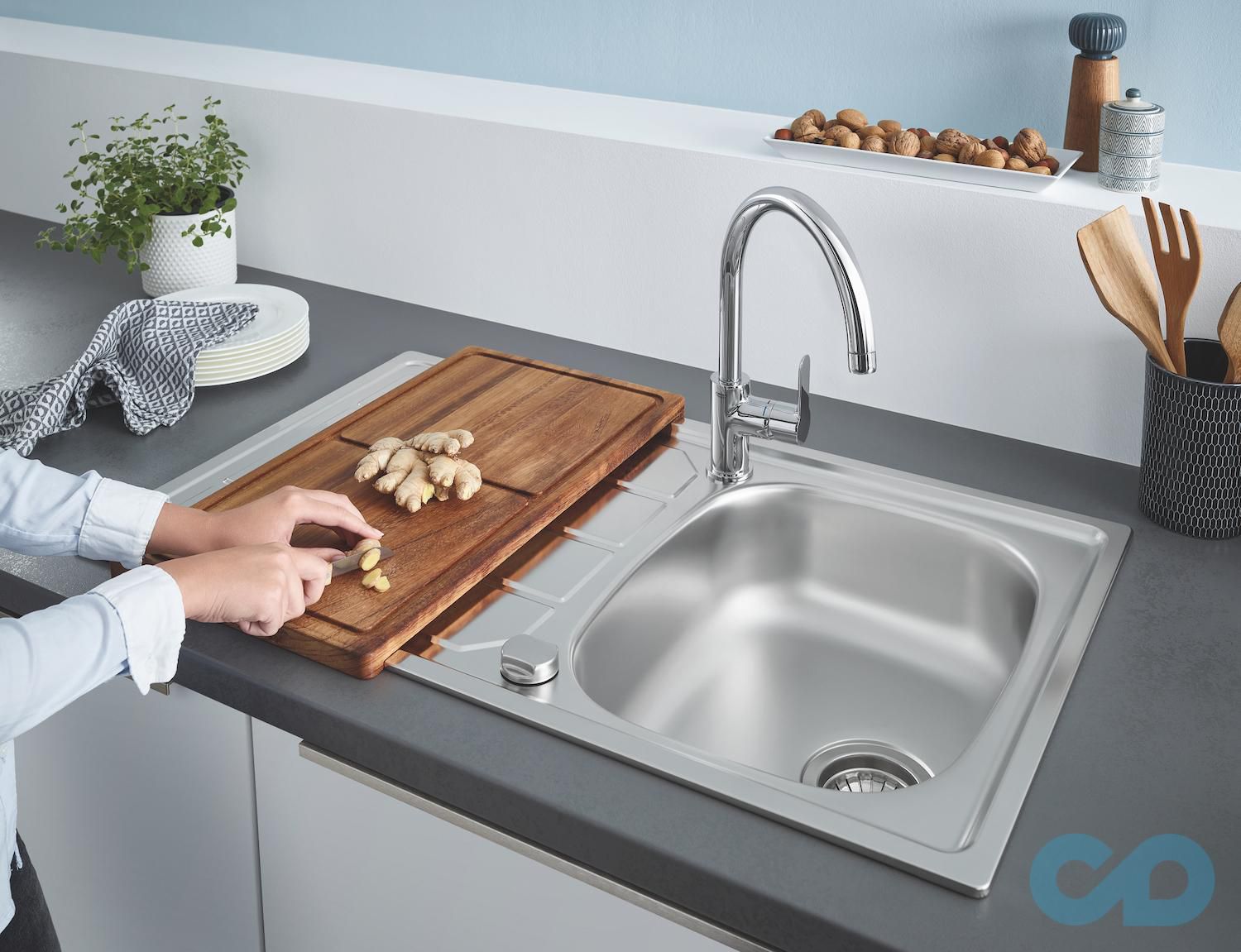 ціна Кухонна мийка + кухонний змішувач Grohe Bau Edge 31562SD0