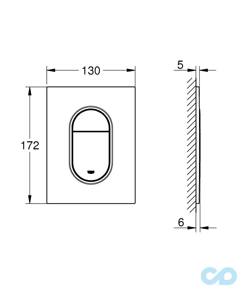 чертеж Клавиша смыва Grohe Arena Cosmopolitan S 37624000