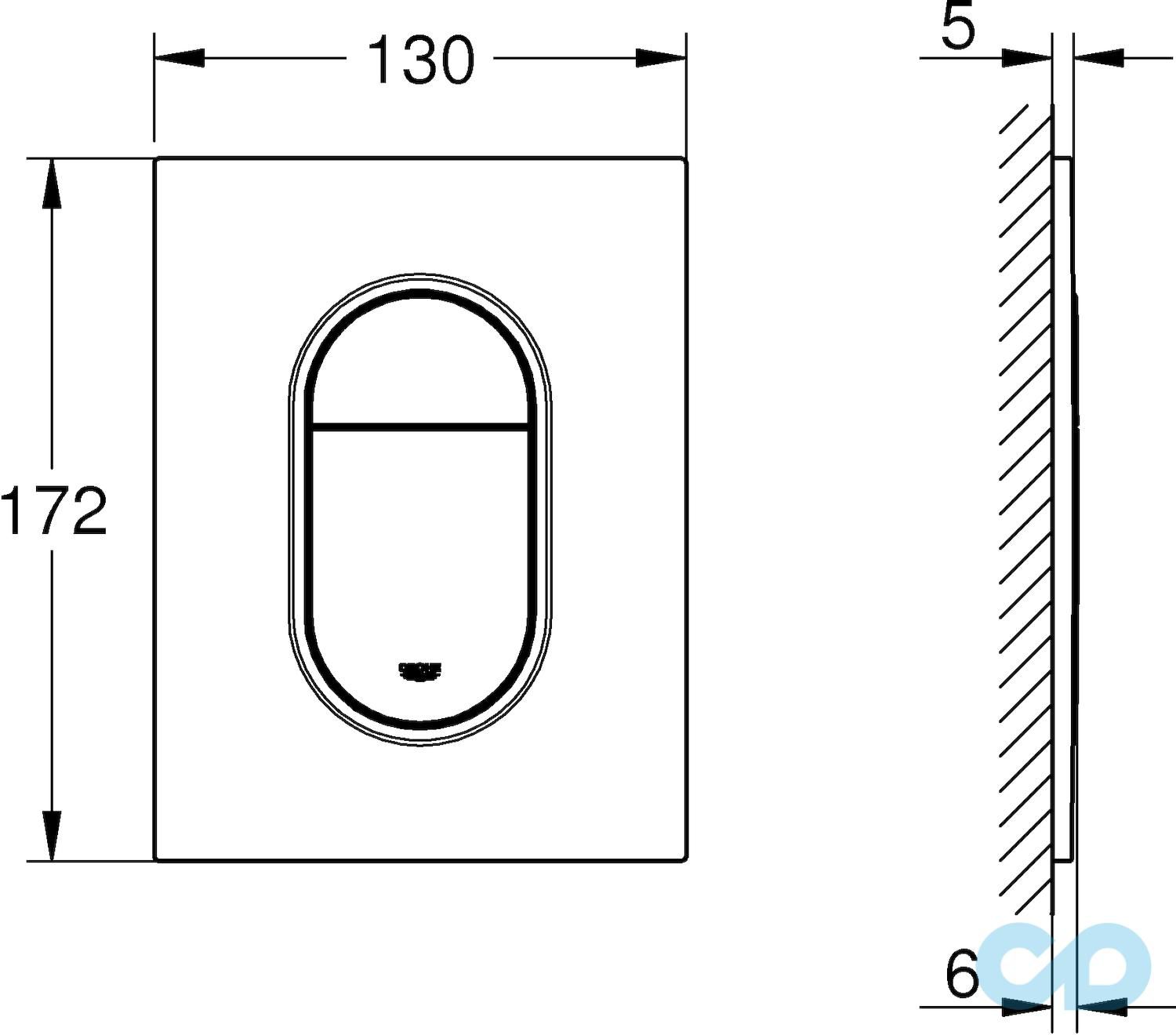 креслення Кнопка змиву Grohe Arena Cosmopolitan S 37624DC0