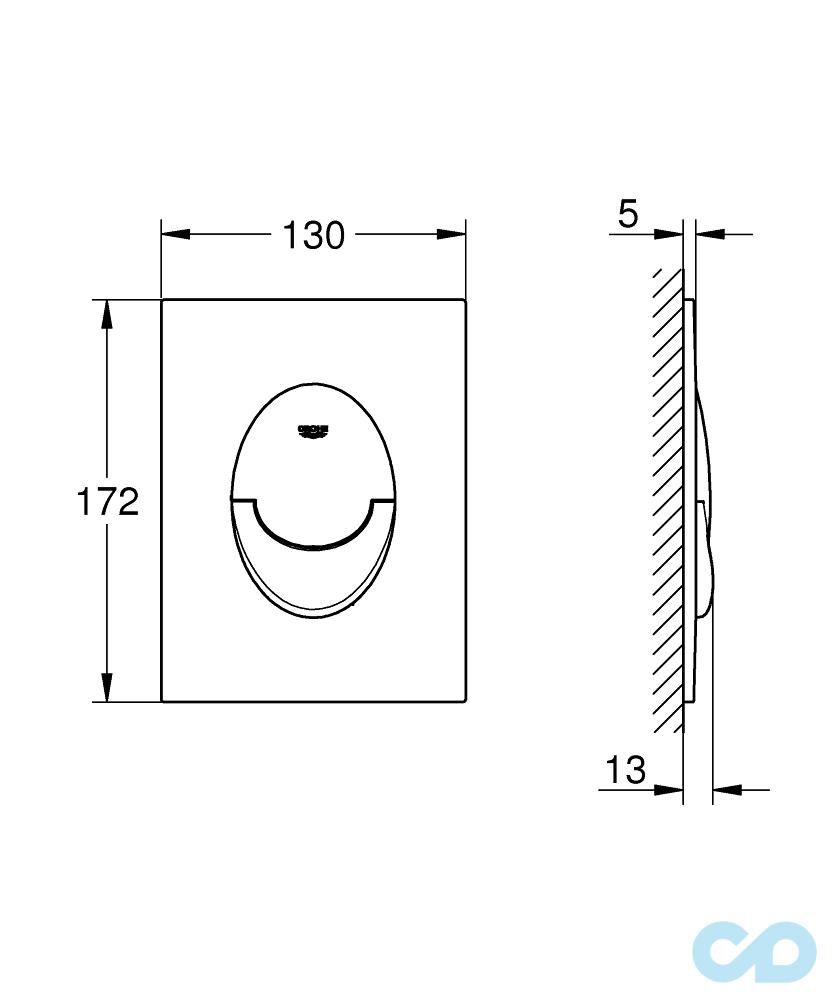 креслення Кнопка змиву Grohe Skate Air S 37965SH0