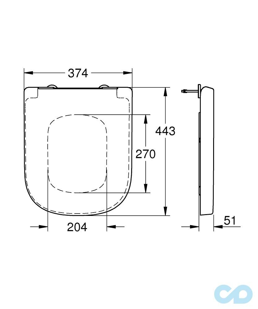 креслення Сидіння з кришкою для унітазу Grohe Euro 39330001