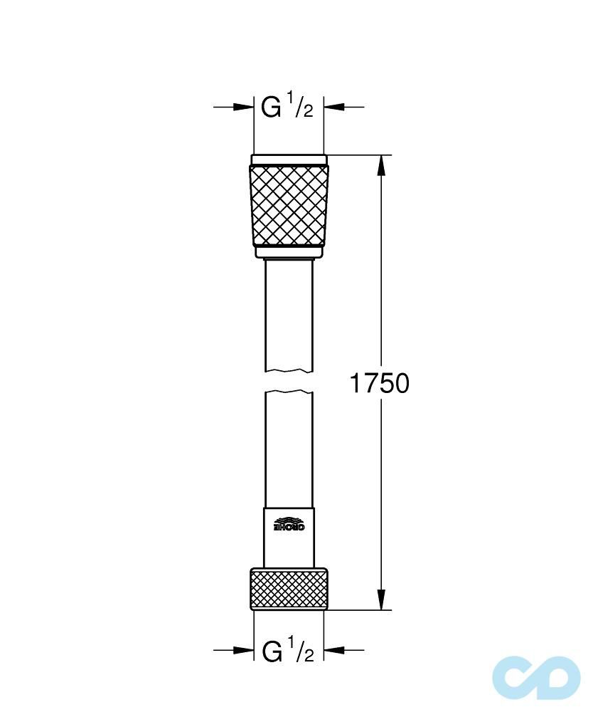 креслення Шланг для душа Grohe Relexaflex 175 см 45992001