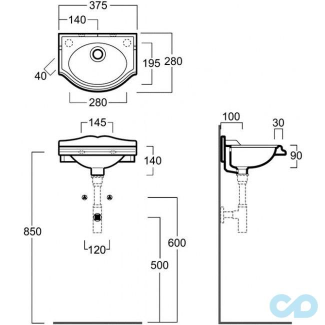 креслення Раковина Simas Arcade AR 035